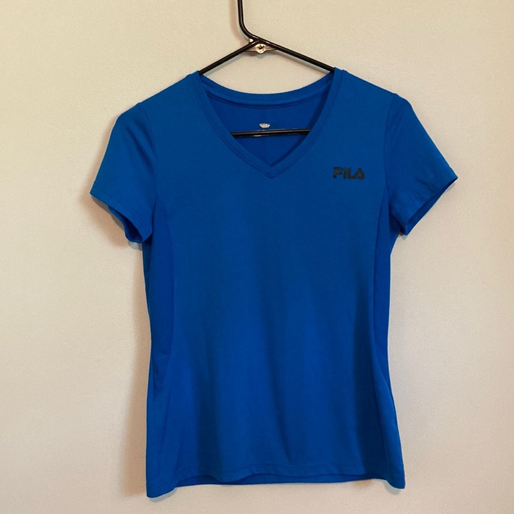 Fila Blue V-Neck Workout Shirt Size S